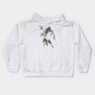 A Japanese Temple In The Foggy Mountain Kids Hoodie